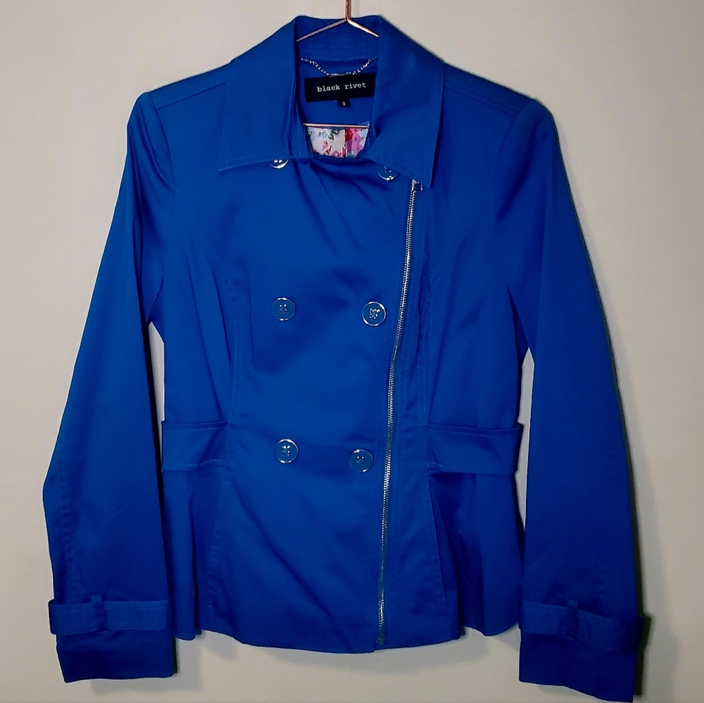 Black Rivet blue double breasted raincoat